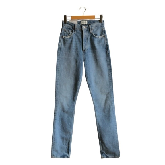 Agolde Freya High Rise Slim Blue Jeans Size 23 Quiver Med-Light Wash NWT NEW - Picture 3 of 16